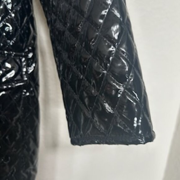 NWT Quilted Patent Leather Rain Coat Jacket With Pockets - Picture 14 of 14
